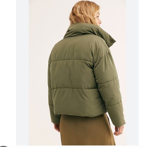 Free People Olive Green Women's Puffer Jacket - Picture 3 of 5
